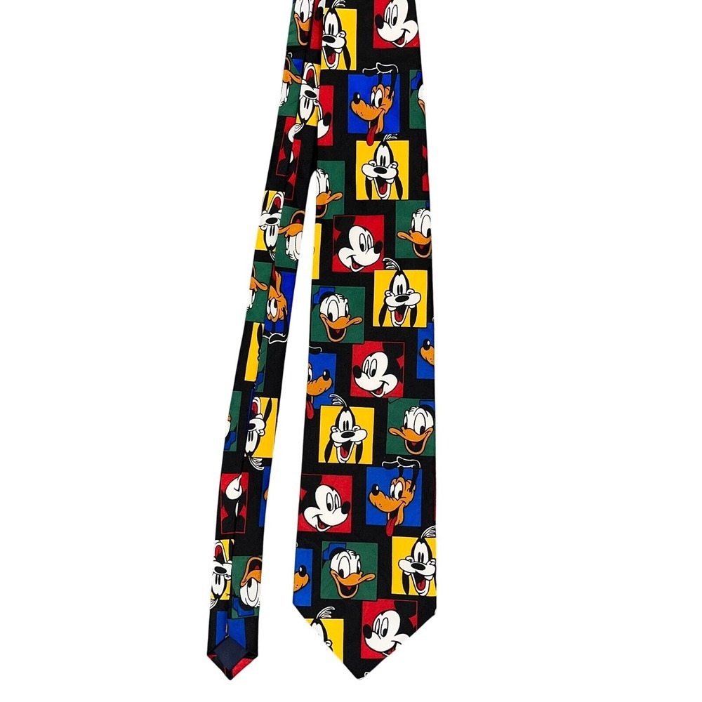 Vintage Disney Tie Mickey And Friends 90s Color Block Cartoon Novelty Pluto‎